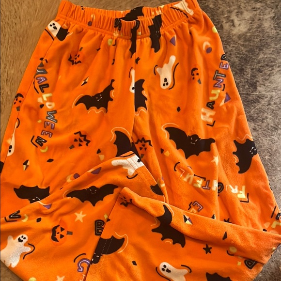 Halloween Orange and Black Pajama Bottoms with Witch Patterns - Picture 1 of 4